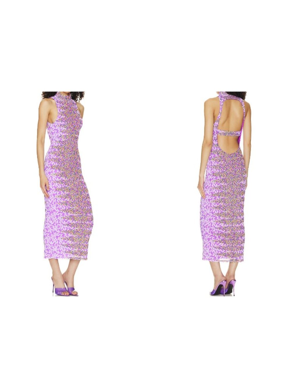 AFRM Serenity Mockneck Floral Dress Placed Violet Ditsy ( M )